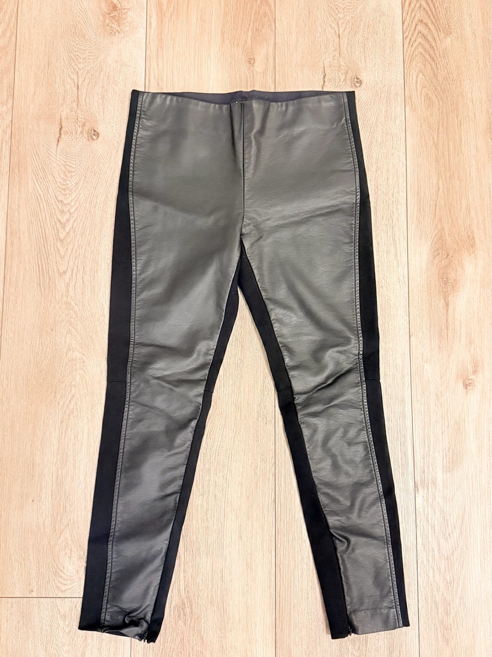 Ralph Lauren Black Faux Leather-Front Skinny Leggings
